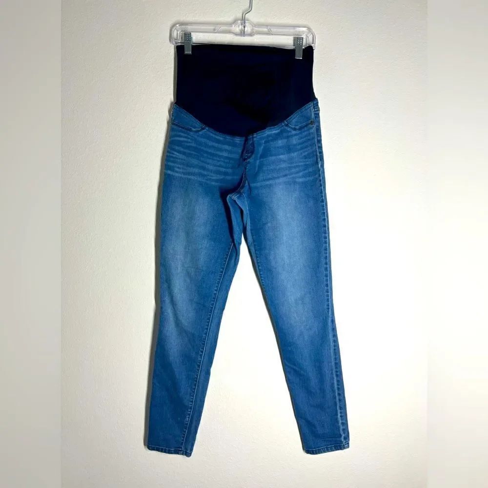 Isabel Maternity Jegging Skinny Jeans Womens Sz 4 Med Blue Whiskering 28" Inseam